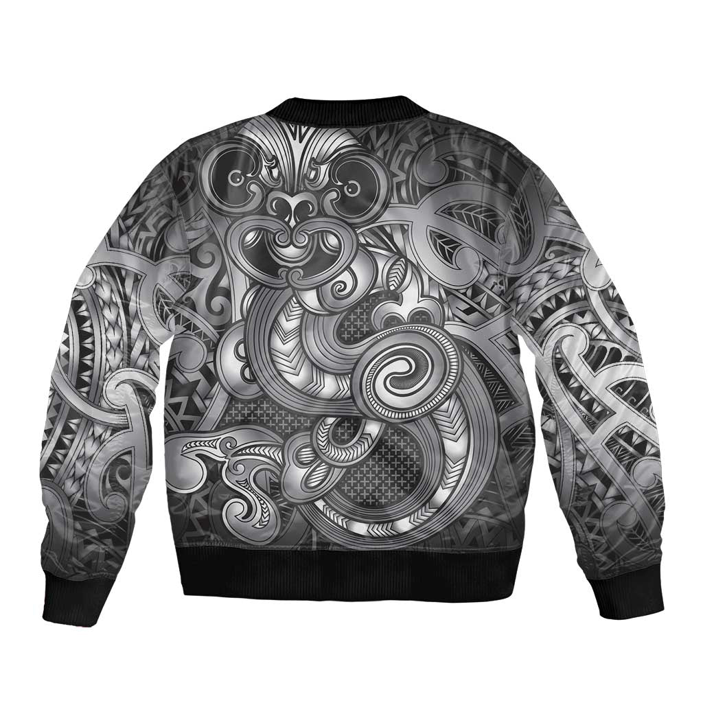 Aotearoa Maori Hei Tiki Bomber Jacket Kiwikiwi Kowhaiwhai Puhoro Motif