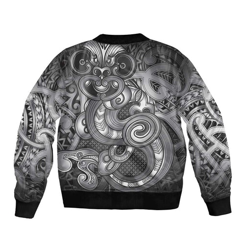 Aotearoa Maori Hei Tiki Bomber Jacket Kiwikiwi Kowhaiwhai Puhoro Motif