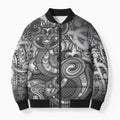 Aotearoa Maori Hei Tiki Bomber Puffer Jacket Kiwikiwi Kowhaiwhai Puhoro Motif