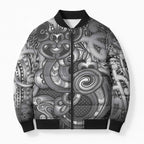 Aotearoa Maori Hei Tiki Bomber Puffer Jacket Kiwikiwi Kowhaiwhai Puhoro Motif