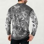 Aotearoa Maori Hei Tiki Button Sweatshirt Kiwikiwi Kowhaiwhai Puhoro Motif