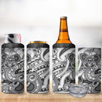 Aotearoa Maori Hei Tiki 4 in 1 Can Cooler Tumbler Kiwikiwi Kowhaiwhai Puhoro Motif