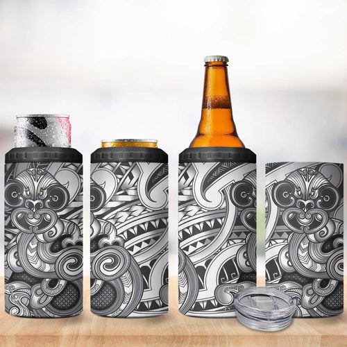 Aotearoa Maori Hei Tiki 4 in 1 Can Cooler Tumbler Kiwikiwi Kowhaiwhai Puhoro Motif