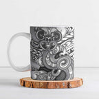 Aotearoa Maori Hei Tiki Ceramic Mug Kiwikiwi Kowhaiwhai Puhoro Motif