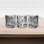 Aotearoa Maori Hei Tiki Ceramic Mug Kiwikiwi Kowhaiwhai Puhoro Motif