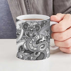 Aotearoa Maori Hei Tiki Ceramic Mug Kiwikiwi Kowhaiwhai Puhoro Motif