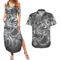Aotearoa Maori Hei Tiki Couples Matching Summer Maxi Dress and Hawaiian Shirt Kiwikiwi Kowhaiwhai Puhoro Motif