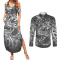 Aotearoa Maori Hei Tiki Couples Matching Summer Maxi Dress and Long Sleeve Button Shirt Kiwikiwi Kowhaiwhai Puhoro Motif