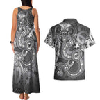 Aotearoa Maori Hei Tiki Couples Matching Tank Maxi Dress and Hawaiian Shirt Kiwikiwi Kowhaiwhai Puhoro Motif