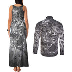 Aotearoa Maori Hei Tiki Couples Matching Tank Maxi Dress and Long Sleeve Button Shirt Kiwikiwi Kowhaiwhai Puhoro Motif