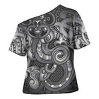 Aotearoa Maori Hei Tiki Cross Shoulder Shirt Kiwikiwi Kowhaiwhai Puhoro Motif