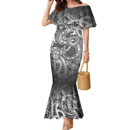 Aotearoa Maori Hei Tiki Family Matching Mermaid Dress and Hawaiian Shirt Kiwikiwi Kowhaiwhai Puhoro Motif