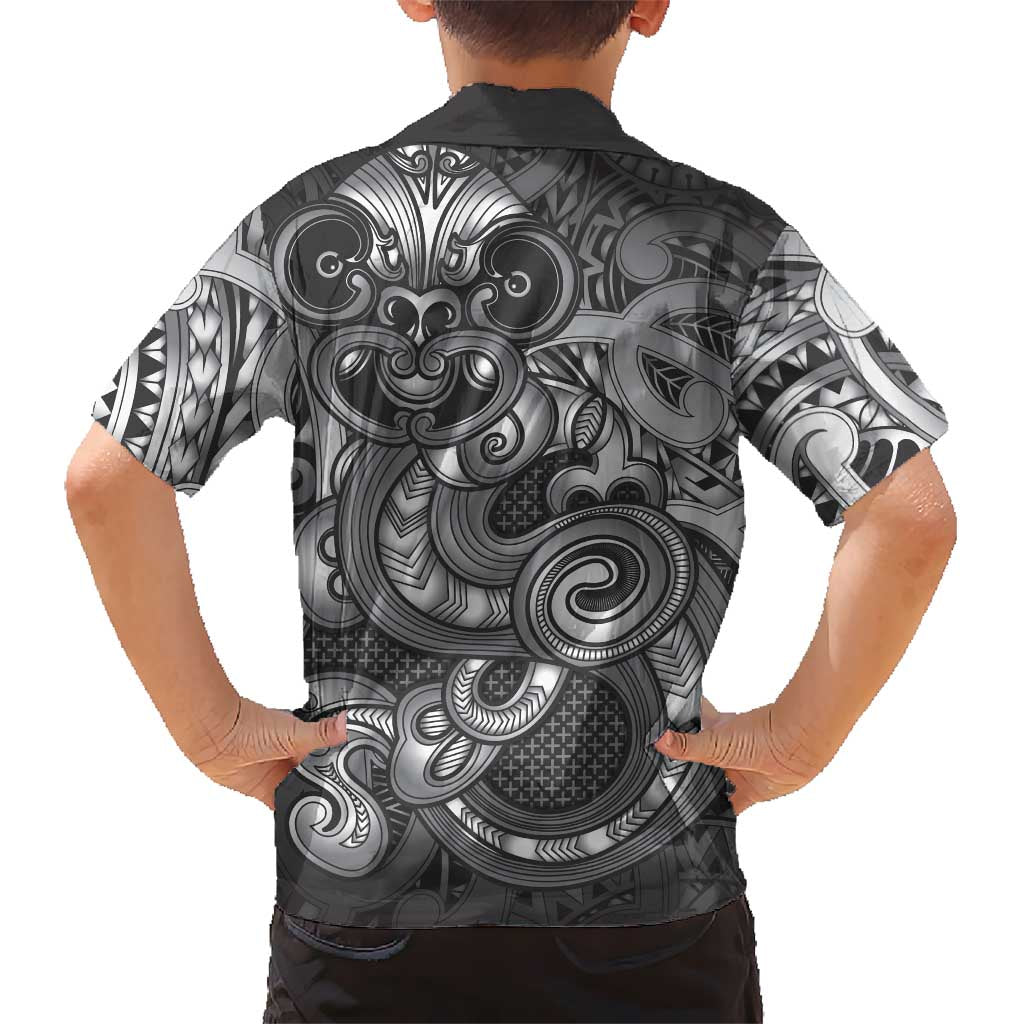 Aotearoa Maori Hei Tiki Family Matching Off Shoulder Maxi Dress and Hawaiian Shirt Kiwikiwi Kowhaiwhai Puhoro Motif