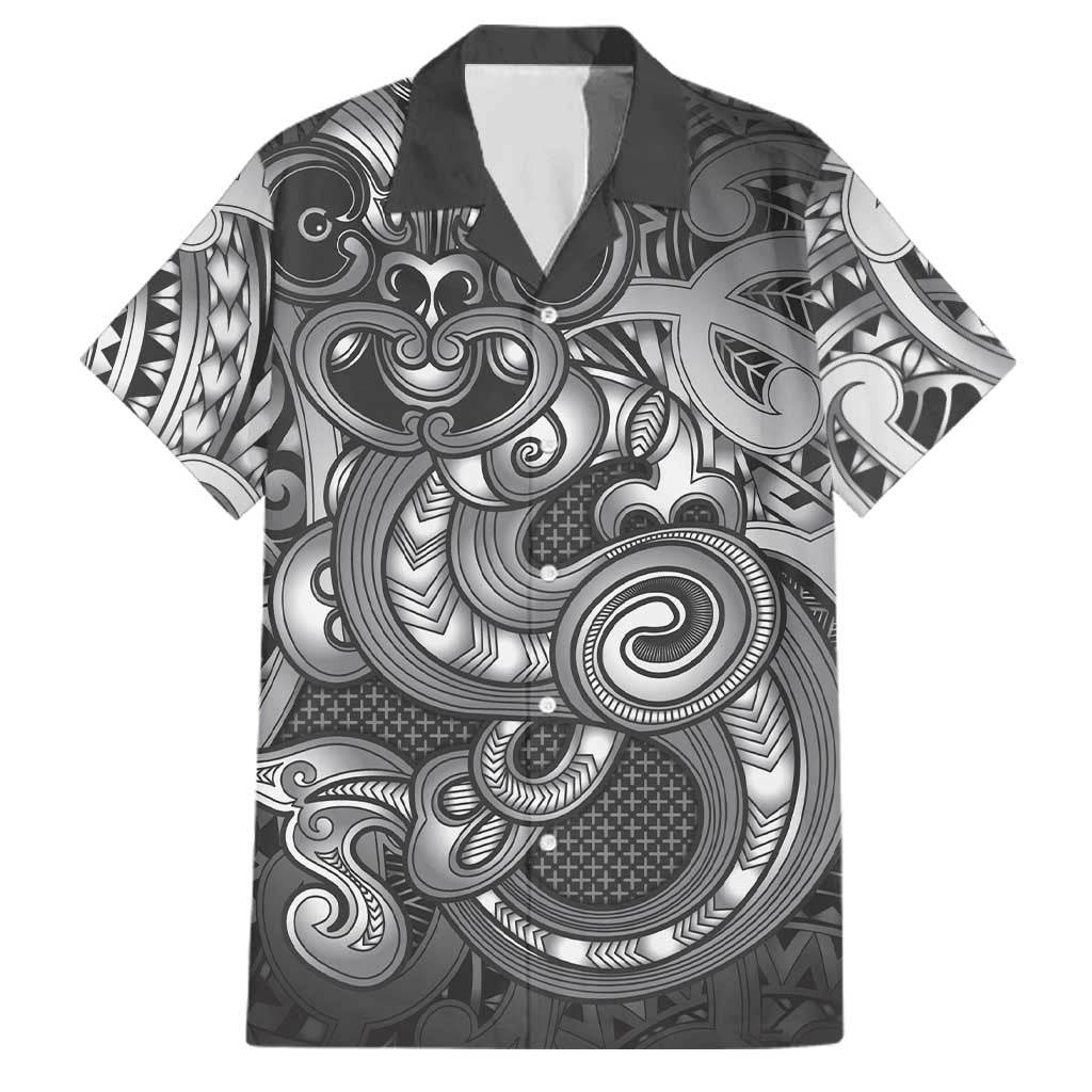 Aotearoa Maori Hei Tiki Family Matching Off Shoulder Short Dress and Hawaiian Shirt Kiwikiwi Kowhaiwhai Puhoro Motif