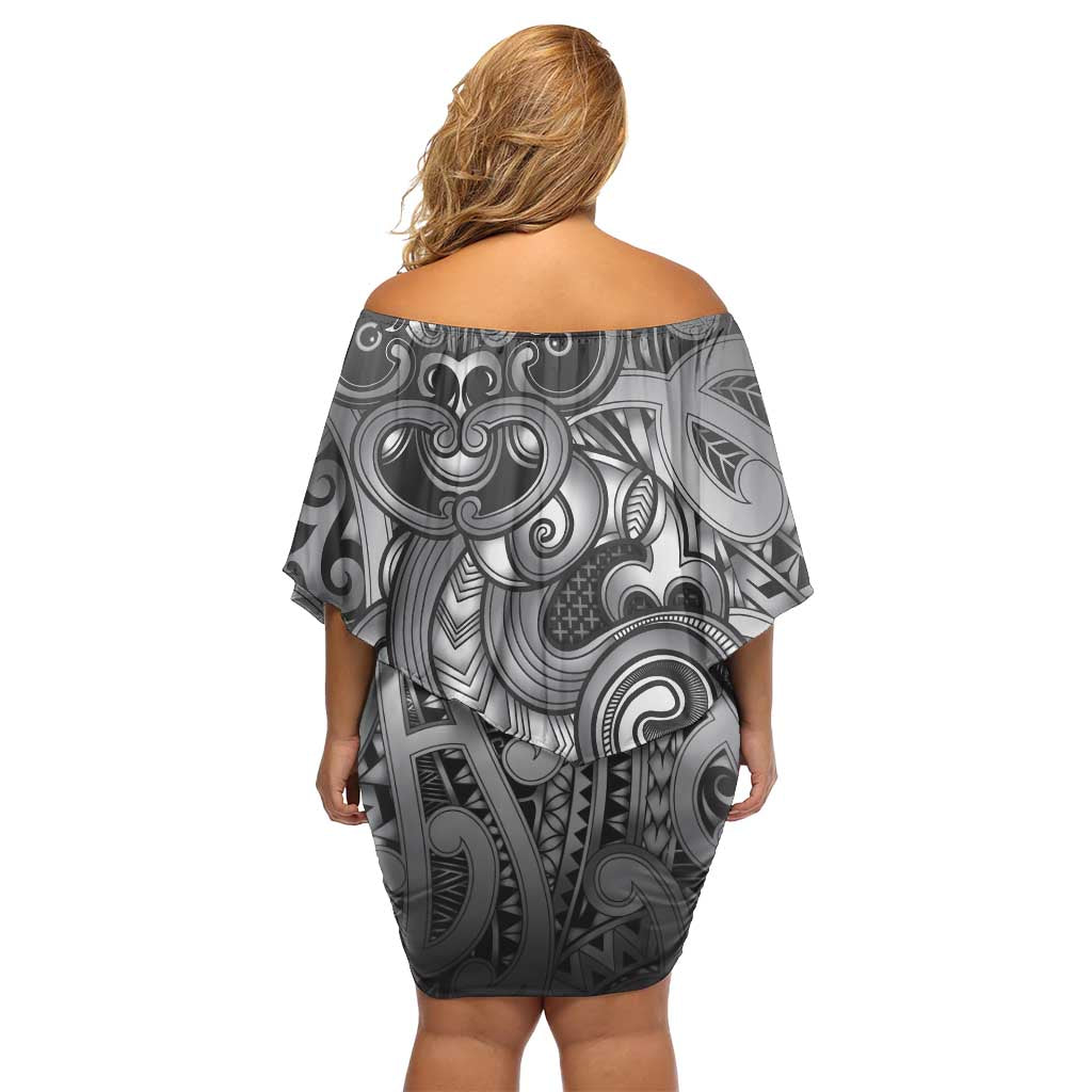 Aotearoa Maori Hei Tiki Family Matching Off Shoulder Short Dress and Hawaiian Shirt Kiwikiwi Kowhaiwhai Puhoro Motif