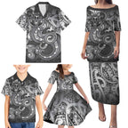 Aotearoa Maori Hei Tiki Family Matching Puletasi and Hawaiian Shirt Kiwikiwi Kowhaiwhai Puhoro Motif