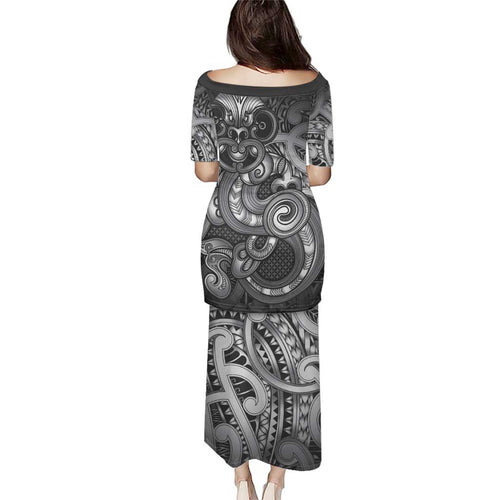Aotearoa Maori Hei Tiki Family Matching Puletasi and Hawaiian Shirt Kiwikiwi Kowhaiwhai Puhoro Motif