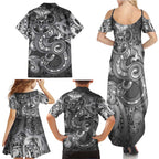 Aotearoa Maori Hei Tiki Family Matching Summer Maxi Dress and Hawaiian Shirt Kiwikiwi Kowhaiwhai Puhoro Motif
