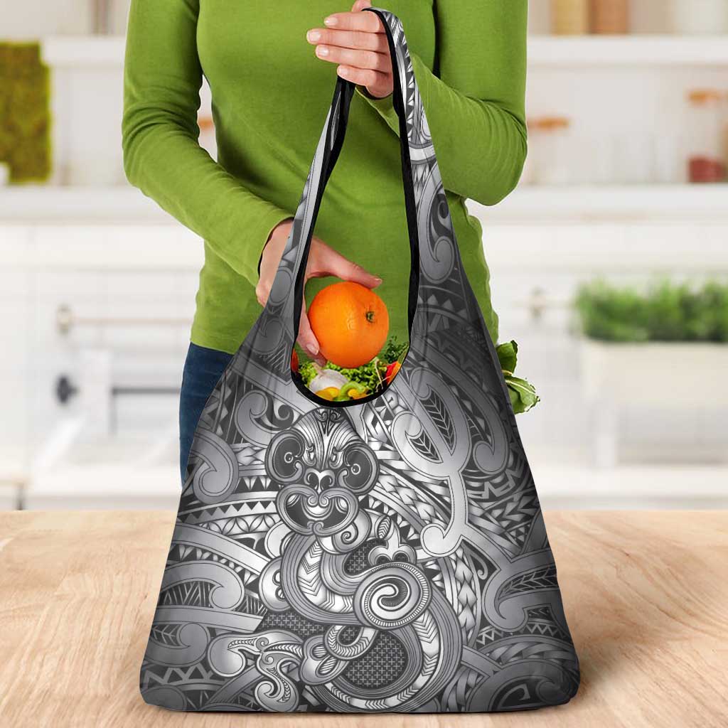 Aotearoa Maori Hei Tiki Grocery Bag Kiwikiwi Kowhaiwhai Puhoro Motif