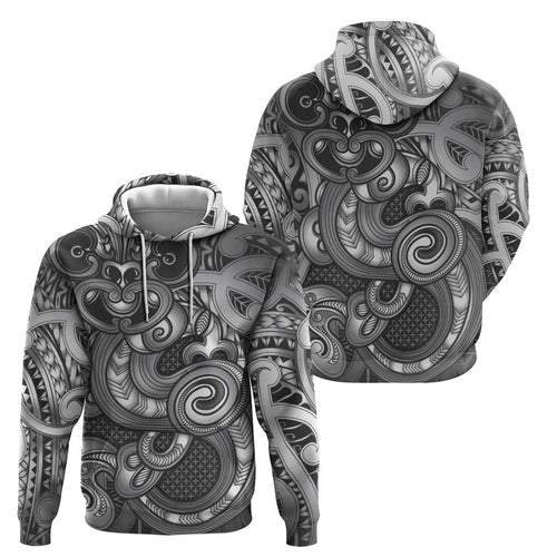 Aotearoa Maori Hei Tiki Hoodie Kiwikiwi Kowhaiwhai Puhoro Motif