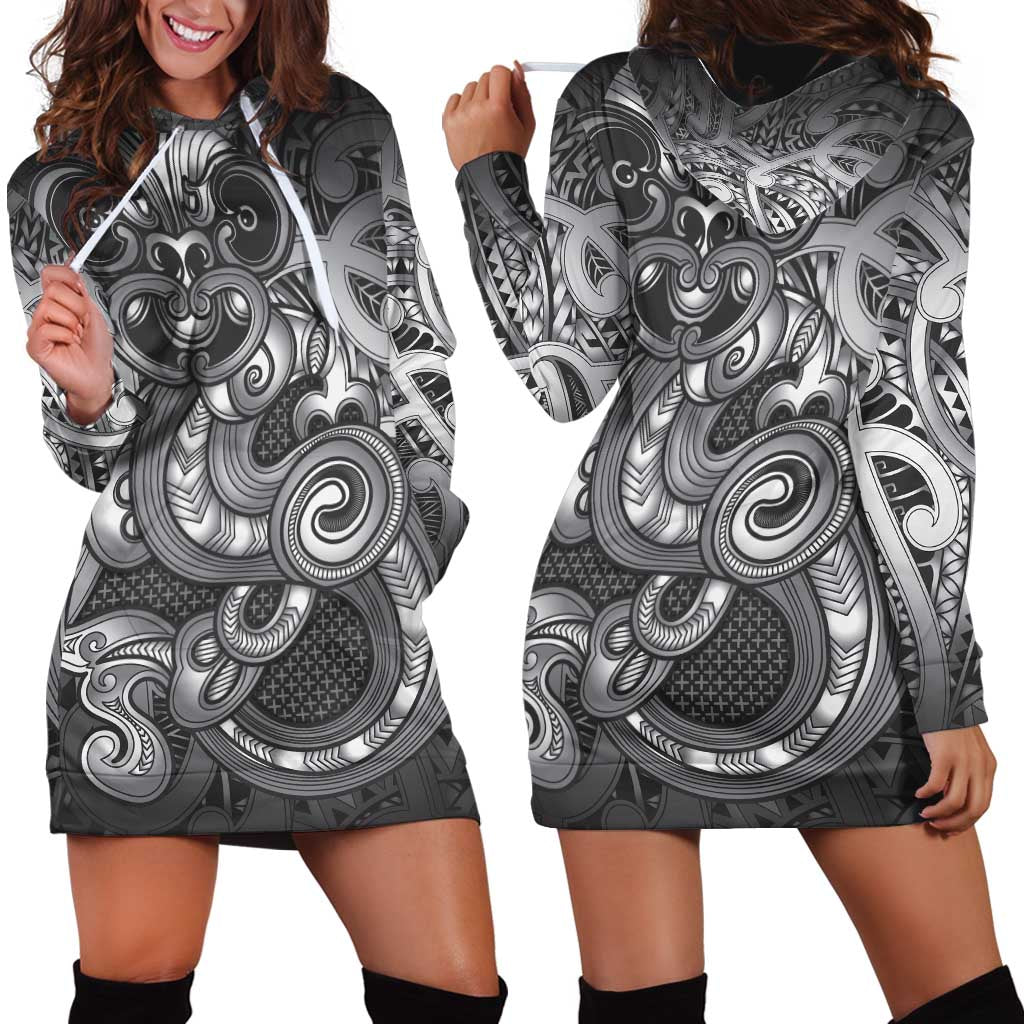 Aotearoa Maori Hei Tiki Hoodie Dress Kiwikiwi Kowhaiwhai Puhoro Motif