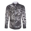 Aotearoa Maori Hei Tiki Long Sleeve Button Shirt Kiwikiwi Kowhaiwhai Puhoro Motif