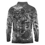 Aotearoa Maori Hei Tiki Long Sleeve Polo Shirt Kiwikiwi Kowhaiwhai Puhoro Motif