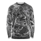 Aotearoa Maori Hei Tiki Long Sleeve Shirt Kiwikiwi Kowhaiwhai Puhoro Motif