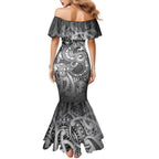 Aotearoa Maori Hei Tiki Mermaid Dress Kiwikiwi Kowhaiwhai Puhoro Motif