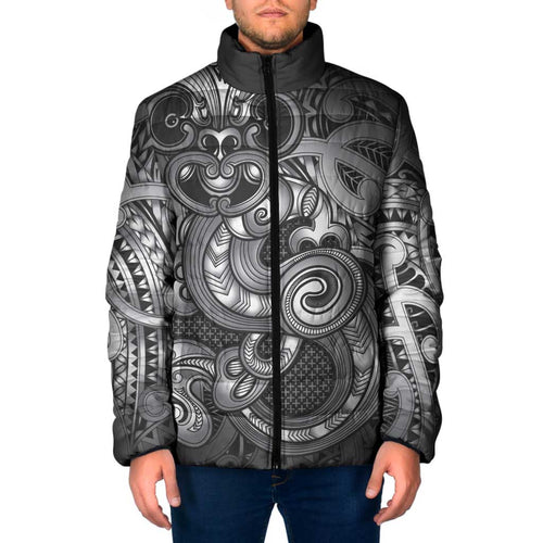Aotearoa Maori Hei Tiki Padded Jacket Kiwikiwi Kowhaiwhai Puhoro Motif