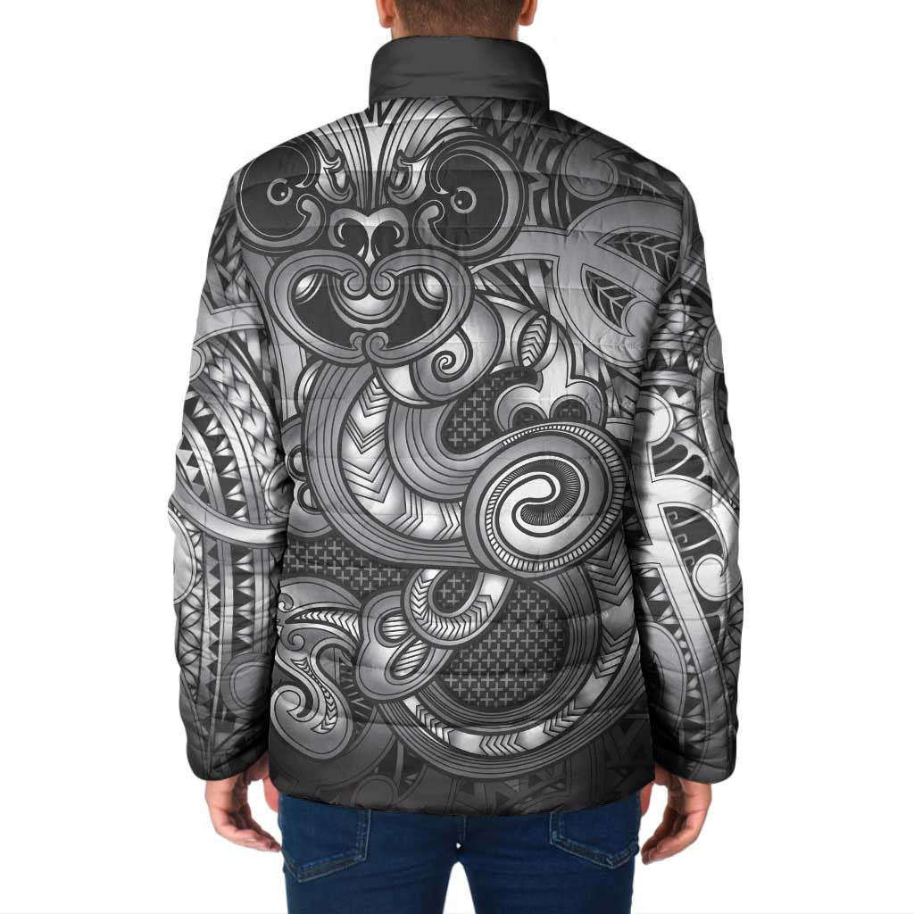 Aotearoa Maori Hei Tiki Padded Jacket Kiwikiwi Kowhaiwhai Puhoro Motif