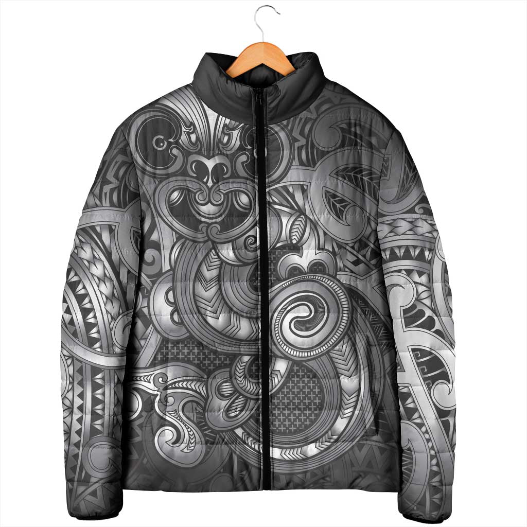 Aotearoa Maori Hei Tiki Padded Jacket Kiwikiwi Kowhaiwhai Puhoro Motif