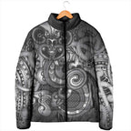Aotearoa Maori Hei Tiki Padded Jacket Kiwikiwi Kowhaiwhai Puhoro Motif