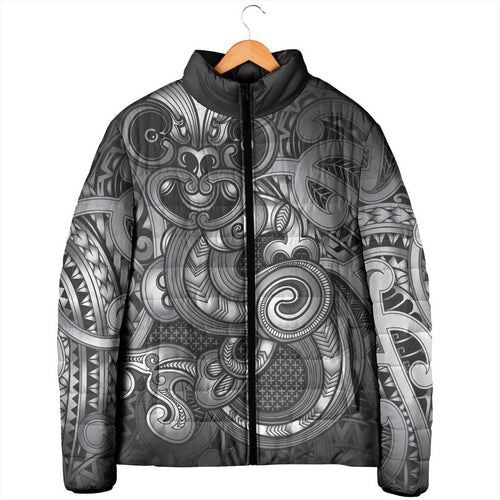 Aotearoa Maori Hei Tiki Padded Jacket Kiwikiwi Kowhaiwhai Puhoro Motif