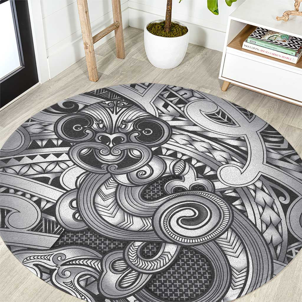 Aotearoa Maori Hei Tiki Round Carpet Kiwikiwi Kowhaiwhai Puhoro Motif