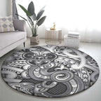Aotearoa Maori Hei Tiki Round Carpet Kiwikiwi Kowhaiwhai Puhoro Motif