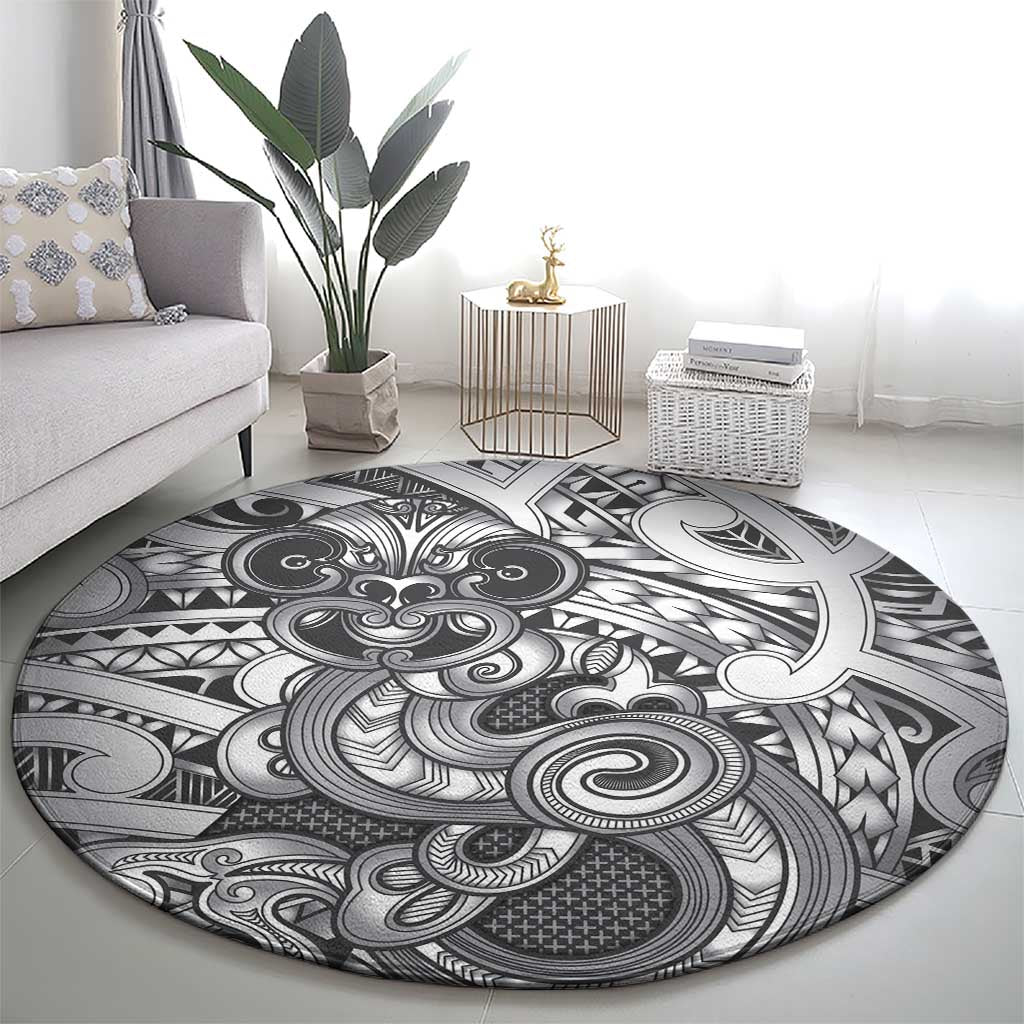 Aotearoa Maori Hei Tiki Round Carpet Kiwikiwi Kowhaiwhai Puhoro Motif