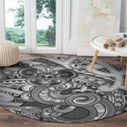 Aotearoa Maori Hei Tiki Round Carpet Kiwikiwi Kowhaiwhai Puhoro Motif