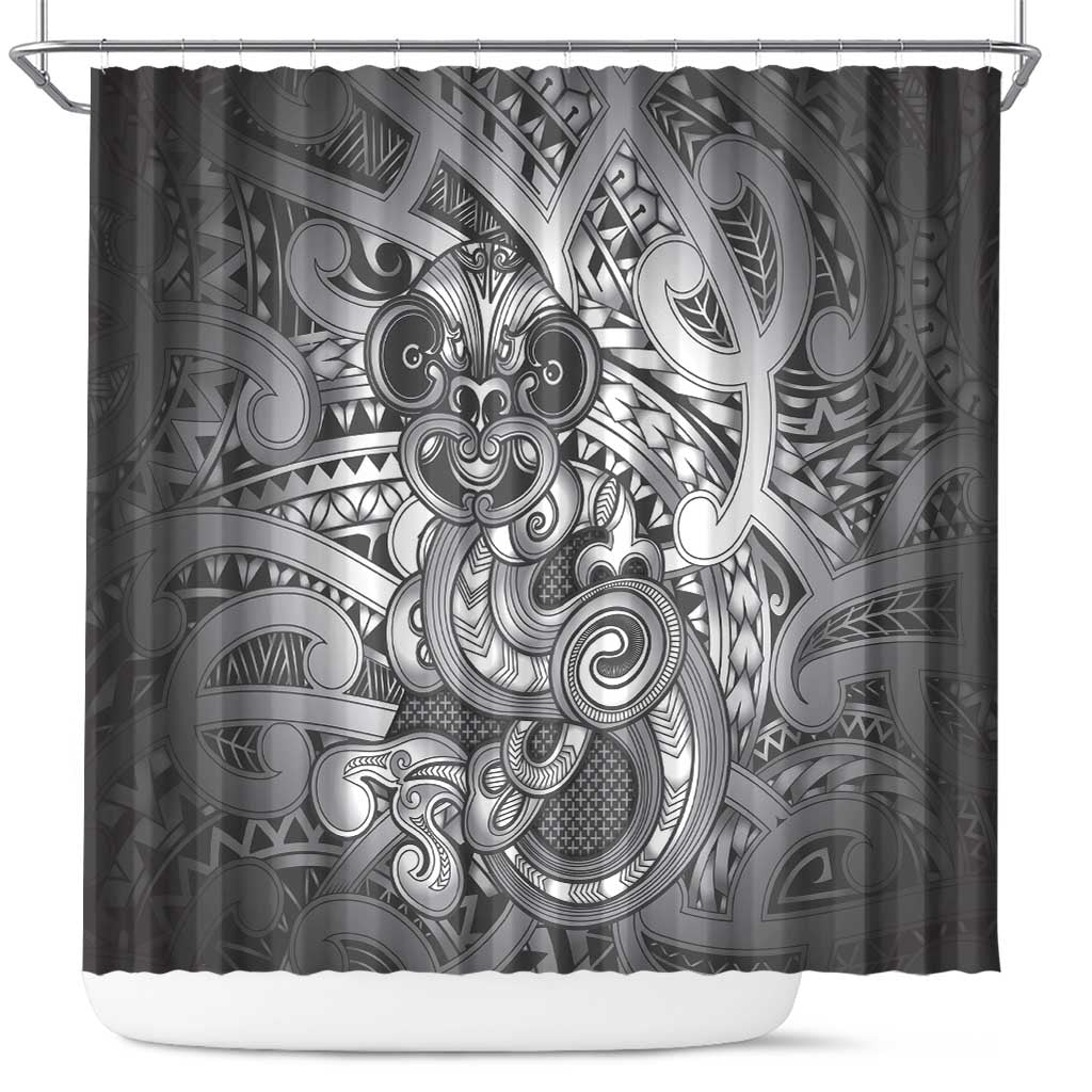 Aotearoa Maori Hei Tiki Shower Curtain Kiwikiwi Kowhaiwhai Puhoro Motif