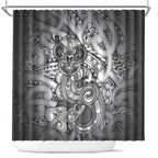 Aotearoa Maori Hei Tiki Shower Curtain Kiwikiwi Kowhaiwhai Puhoro Motif