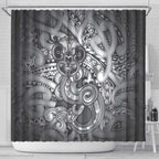 Aotearoa Maori Hei Tiki Shower Curtain Kiwikiwi Kowhaiwhai Puhoro Motif