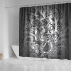 Aotearoa Maori Hei Tiki Shower Curtain Kiwikiwi Kowhaiwhai Puhoro Motif