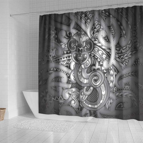 Aotearoa Maori Hei Tiki Shower Curtain Kiwikiwi Kowhaiwhai Puhoro Motif