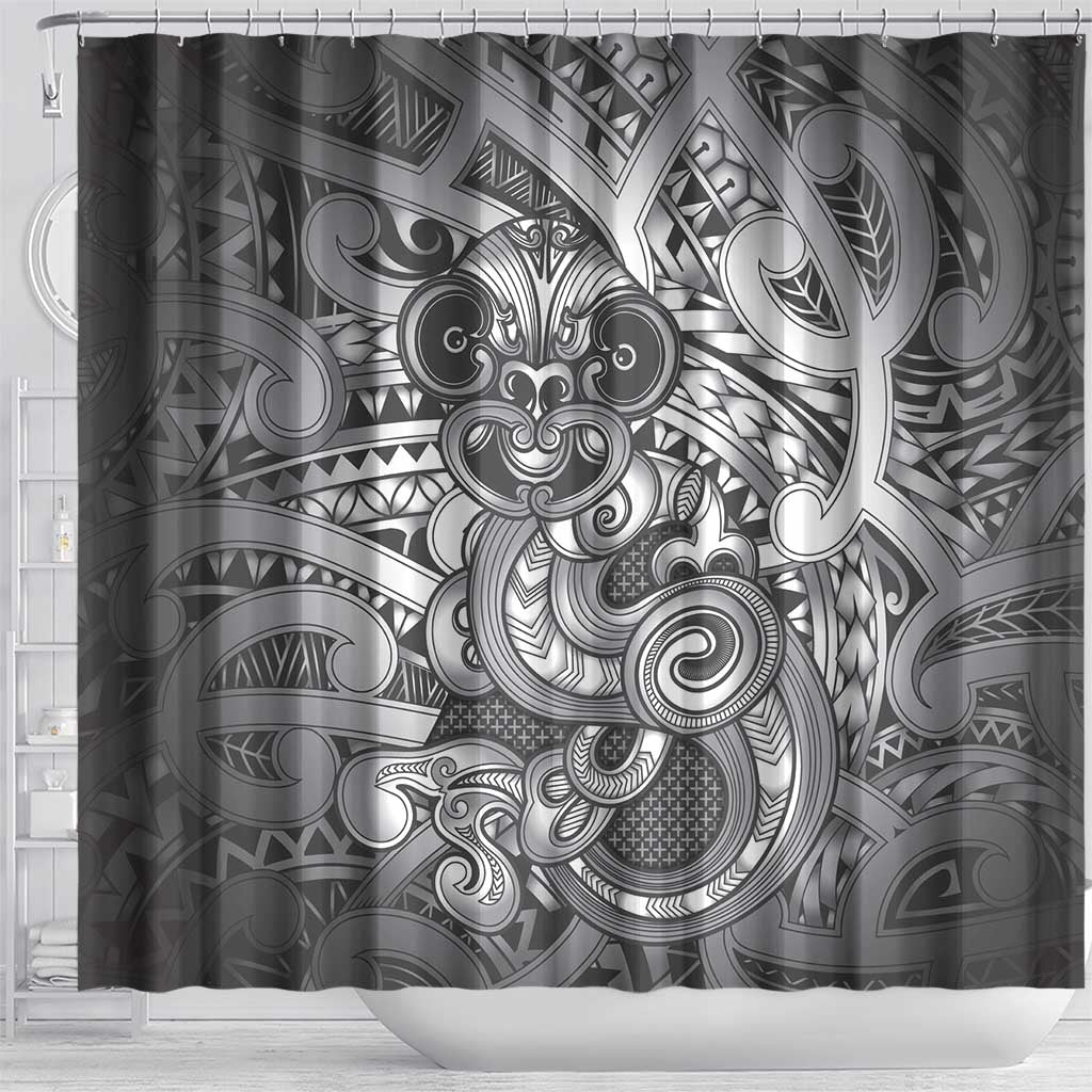 Aotearoa Maori Hei Tiki Shower Curtain Kiwikiwi Kowhaiwhai Puhoro Motif