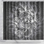 Aotearoa Maori Hei Tiki Shower Curtain Kiwikiwi Kowhaiwhai Puhoro Motif