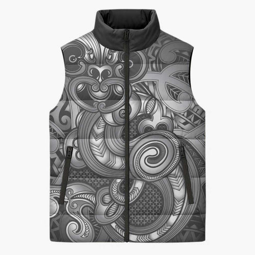 Aotearoa Maori Hei Tiki Sleeveless Puffer Jacket Kiwikiwi Kowhaiwhai Puhoro Motif