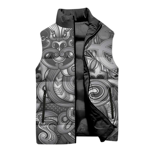 Aotearoa Maori Hei Tiki Sleeveless Puffer Jacket Kiwikiwi Kowhaiwhai Puhoro Motif