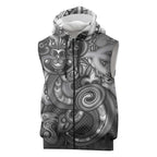 Aotearoa Maori Hei Tiki Sleeveless Zip Hoodie Kiwikiwi Kowhaiwhai Puhoro Motif