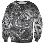 Aotearoa Maori Hei Tiki Sweatshirt Kiwikiwi Kowhaiwhai Puhoro Motif