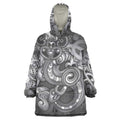 Aotearoa Maori Hei Tiki Wearable Blanket Hoodie Kiwikiwi Kowhaiwhai Puhoro Motif